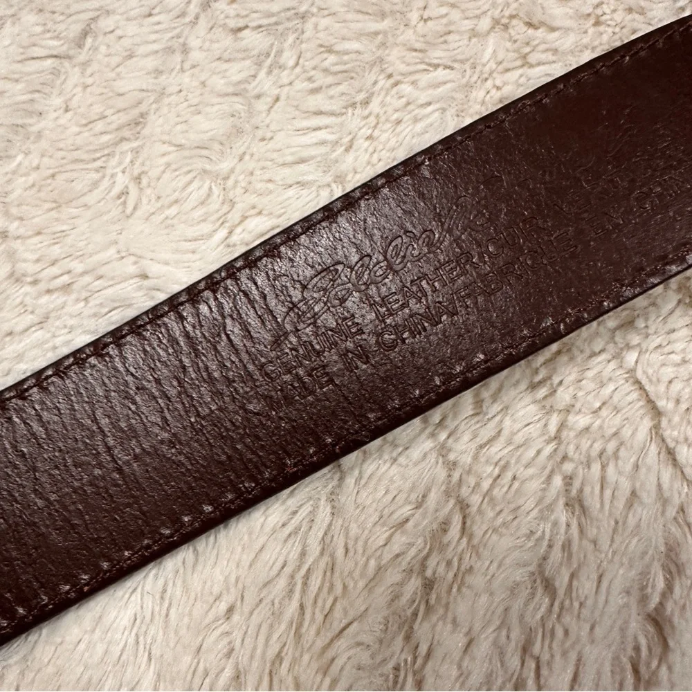 Eddie Bauer Mens Brown Genuine Leather Brass Buckle Belt Size M